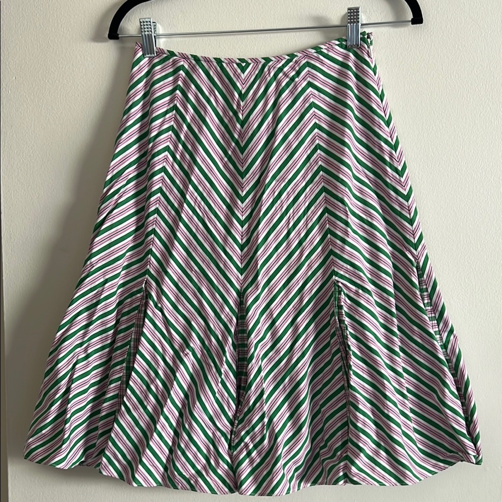Ralph Lauren Blue Label Striped Green and White 100% cotton Skirt